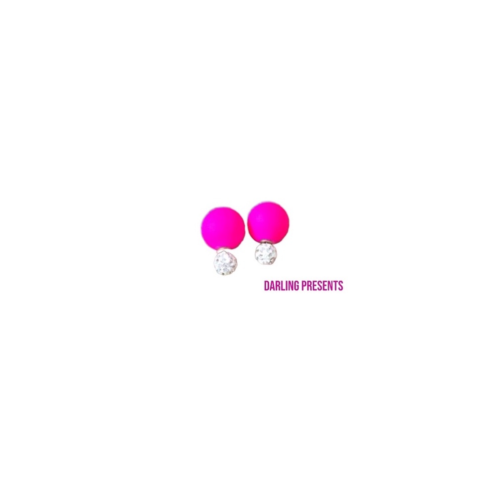 Crystal Double Sided Earrings Women Color Pink